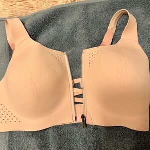 Victoria's Secret Light Pink Sport Bra Front Zip Cross Back Perforated 34D